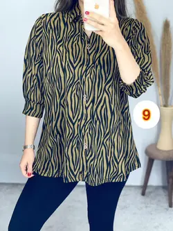 بلوز یقه دار گورخری کد 7099