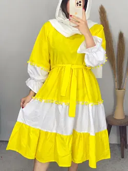 پیراهن مانتویی منگوله دار کد 4071