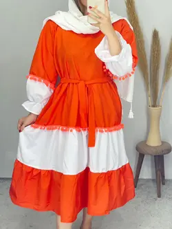 پیراهن مانتویی منگوله دار کد 4071