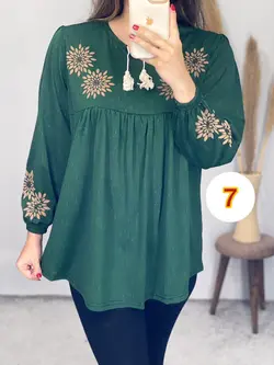 بلوز قواره دار یقه بنددار کد 7102