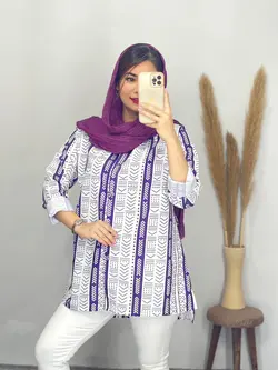 مانتو کمربندی طرح لینن کد 5101