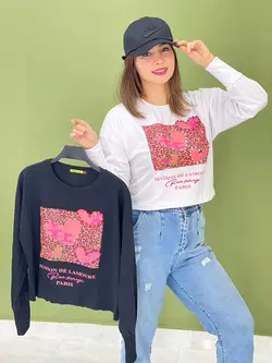 بلوز قلبی نگین دار کد 7125