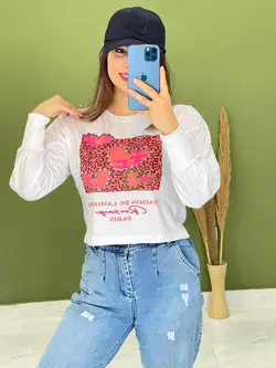 بلوز قلبی نگین دار کد 7125