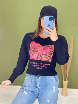 بلوز قلبی نگین دار کد 7125