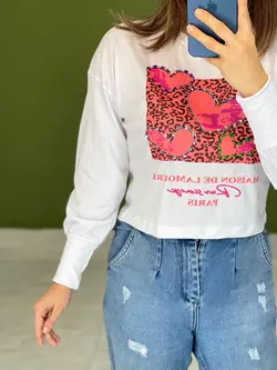 بلوز قلبی نگین دار کد 7125