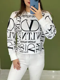 بلوز آستین دار طرح برند کد 7136