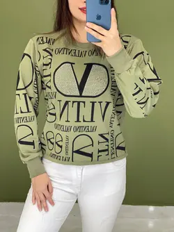 بلوز آستین دار طرح برند کد 7136