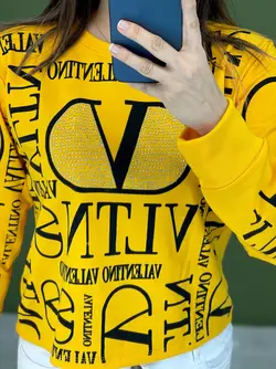 بلوز آستین دار طرح برند کد 7136