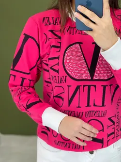 بلوز آستین دار طرح برند کد 7136