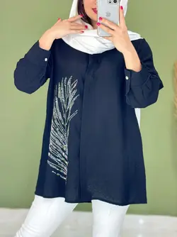 شومیز مانتویی نگین پر کد 5137