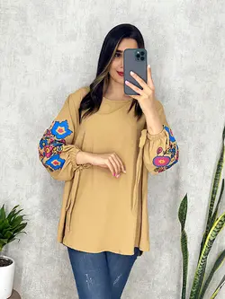 شومیز ابروبادی آستین گلدار کد 3155