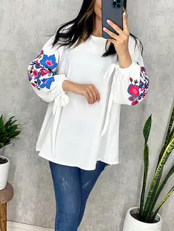 شومیز ابروبادی آستین گلدار کد 3155