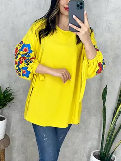 شومیز ابروبادی آستین گلدار کد 3155