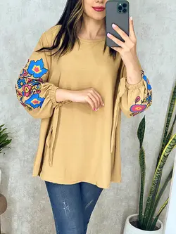 شومیز ابروبادی آستین گلدار کد 3155