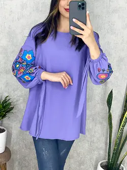 شومیز ابروبادی آستین گلدار کد 3155