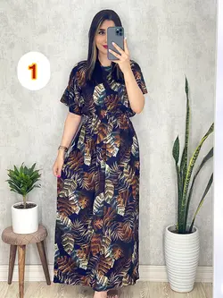 پیراهن نخی طرح برگ با 4 رنگ عالی کد 4039