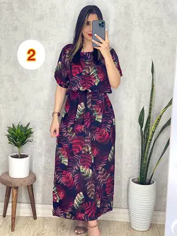 پیراهن نخی طرح برگ با 4 رنگ عالی کد 4039