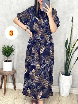 پیراهن نخی طرح برگ با 4 رنگ عالی کد 4039