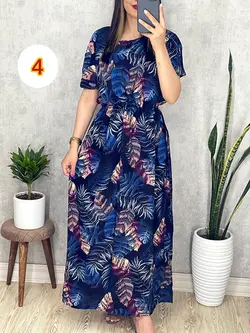 پیراهن نخی طرح برگ با 4 رنگ عالی کد 4039