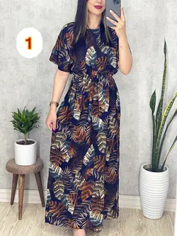 پیراهن نخی طرح برگ با 4 رنگ عالی کد 4039