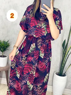 پیراهن نخی طرح برگ با 4 رنگ عالی کد 4039