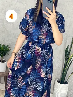 پیراهن نخی طرح برگ با 4 رنگ عالی کد 4039