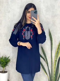 شومیز نخی سرشانه و سرسینه گلدوزی کد 3154