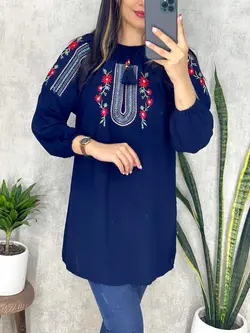 شومیز نخی سرشانه و سرسینه گلدوزی کد 3154