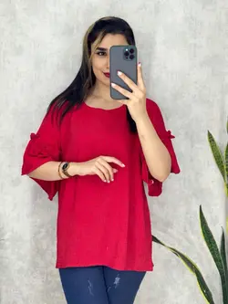 شومیز آستین کلوش چیندار کد 3144