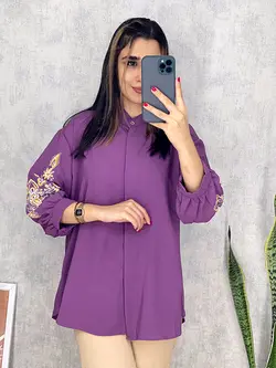 شومیز ابروبادی آستین طرح دار کد 3110