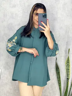 شومیز ابروبادی آستین طرح دار کد 3110