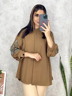 شومیز ابروبادی آستین طرح دار کد 3110