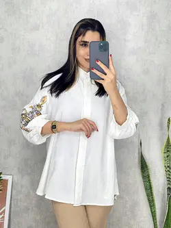 شومیز ابروبادی آستین طرح دار کد 3110