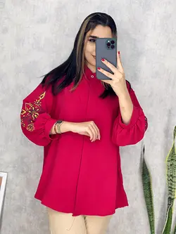 شومیز ابروبادی آستین طرح دار کد 3110