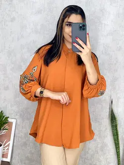 شومیز ابروبادی آستین طرح دار کد 3110