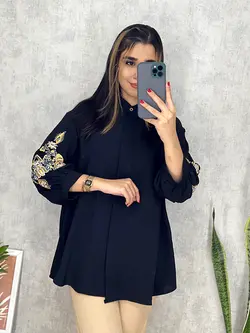 شومیز ابروبادی آستین طرح دار کد 3110