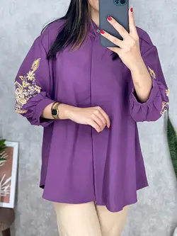 شومیز ابروبادی آستین طرح دار کد 3110