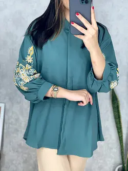 شومیز ابروبادی آستین طرح دار کد 3110