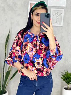 شومیز اسپانیایی یقه کراواتی کد 3109