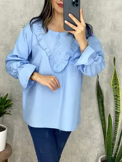 شومیز جلو چیندار پوپلین کد 3121