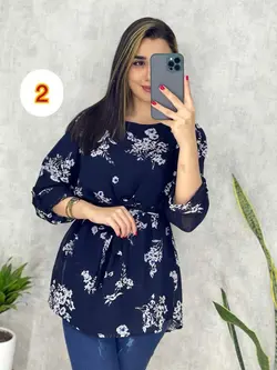 شومیز حریر آستردار با طرح زمینه تیره کد 3119