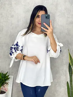 شومیز ابروبادی آستین طرحدار کد 3128