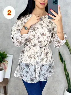 شومیز حریر آستردار  با 2 طرح عالی کد 3090