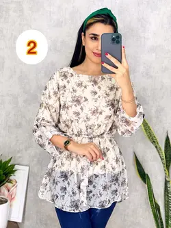 شومیز حریر آستردار  با 2 طرح عالی کد 3090