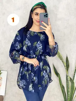 شومیز حریر آستردار  با 2 طرح عالی کد 3090