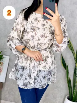 شومیز حریر آستردار  با 2 طرح عالی کد 3090