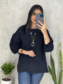 شومیز طرح دار گردنبند دار کد 3085