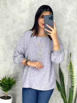 شومیز طرح دار گردنبند دار کد 3085