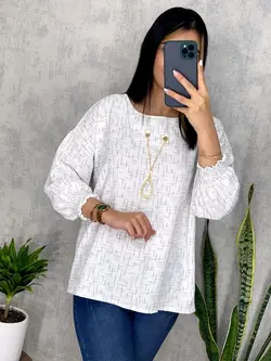 شومیز طرح دار گردنبند دار کد 3085