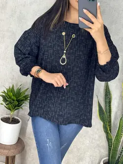 شومیز طرح دار گردنبند دار کد 3085